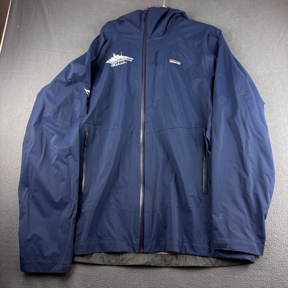 Patagonia Rainshadow Jacket Men's 2XL Blue H2No Zenith Yacht Club Hooded Shell
